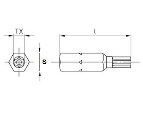 Бита под шестирадиусный шлиц TORX со штырьком