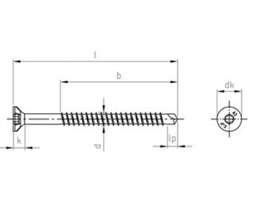 Шуруп по дереву со сверлом (TORX)  ART 9040