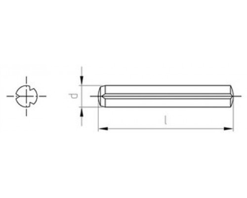 Штифт цилиндрический  с насечкой по всей длине и фаской