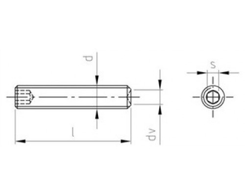 Винт установочный DIN 916 A2 A4 с внутренним шестигранником и засверленным остриём - AISI 304, AISI 316