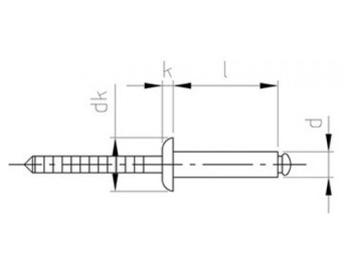 Заклёпка вытяжная DIN 7337 A A2 A4 со стандартным бортиком - AISI 304, AISI 316