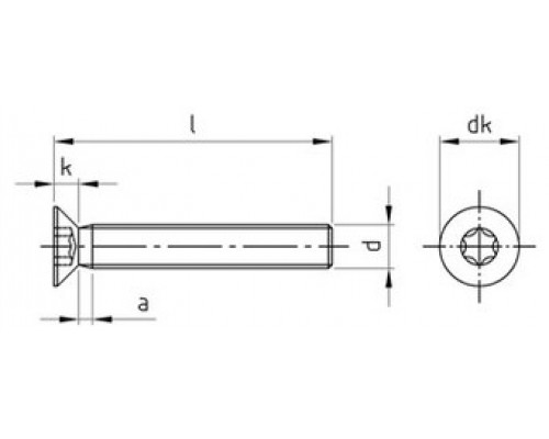 Винт DIN 965 с потайной головкой и шестирадиусным шлицем TORX