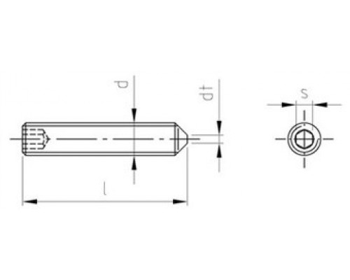 Винт установочный DIN 914 A2 A4 с внутренним шестигранником и острым концом - AISI 304, AISI 316