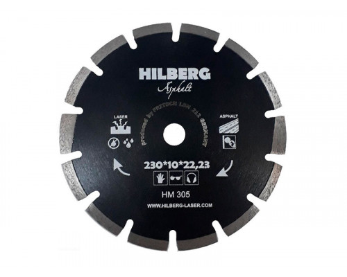 Диск алмазный отрезной 230*10*22,23 Hilberg Hard Materials Лазер асфальт (1 шт.)