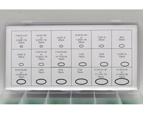 Набор колец резиновых уплотнительных O-Ring NBR70 Дюйм. (GREEN) 270шт