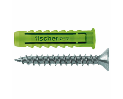 Распорный дюбель fischer SX S Green с кромкой и потайным шурупом ЭКО, 6x30/4.5x40 мм