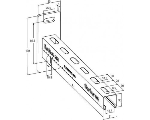 Консоль fischer ALK для монтажной системы FLS оцинкованная, 30x31x1-300 мм