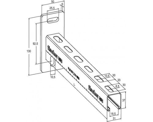 Консоль fischer ALK для монтажной системы FLS оцинкованная, 37x31x1.2-300 мм