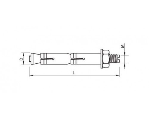 Анкерный болт двухраспорный AB-GD с гайкой ЖЦ, M12 16x210