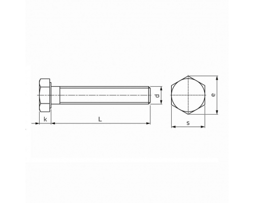 Болт с шестигранной головкой DIN 933 5.8 и полной резьбой, M24x140 мм (кг)