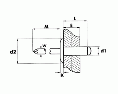 DIN 7337 GL Al/St 4,8x8,5 (0,5-3,5) Заклепка вытяжная с выпуклой шляпкой закрытая (глухая) алюминиевая со стальным стержнем, артикул М64907