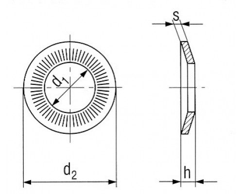 Шайба контактная рифленая SKN с насечкой и зубцами ОЦ, D6.2x13x1.3