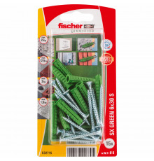 Распорный дюбель fischer SX S Green K NV с кромкой и потайным шурупом ЭКО, 6x30/4.5x40 мм