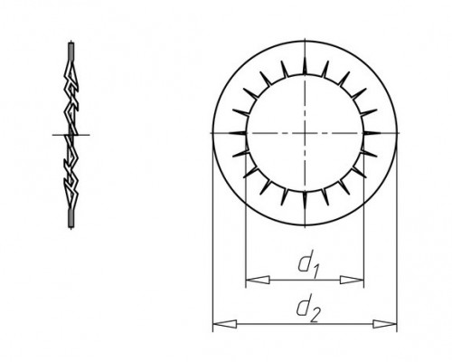 Шайба стопорная DIN 6798 форма J с внутренними зубцами ОЦ, М2.5 (D2.7)