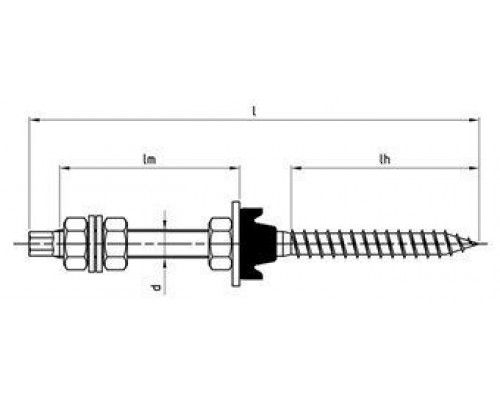 Art. 9082 A2 M 8X180 Винт-шуруп нержавеющий по DIN 125 + DIN 9021 + DIN934 с прокладкой EPDM