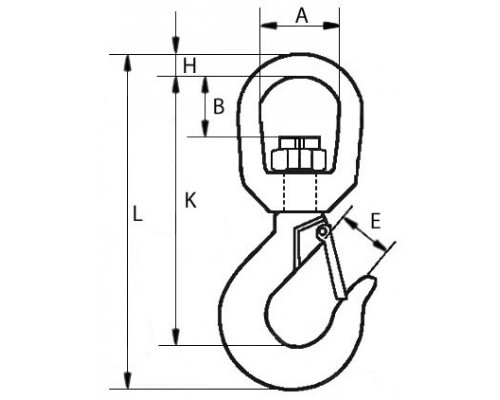 Крюк грузовой А322 с вертлюгом и защелкой, 1