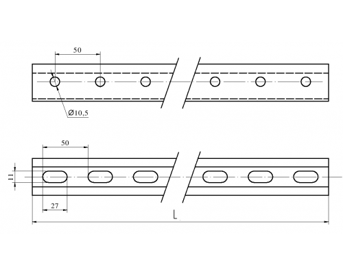 Страт-профиль монтажный SP перфорированный ОЦ, 41x41x2.5x2000