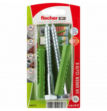 Дюбель универсальный fischer UX Green R S K NV с шестигранным шурупом ЭКО, 12x70/10x100 мм