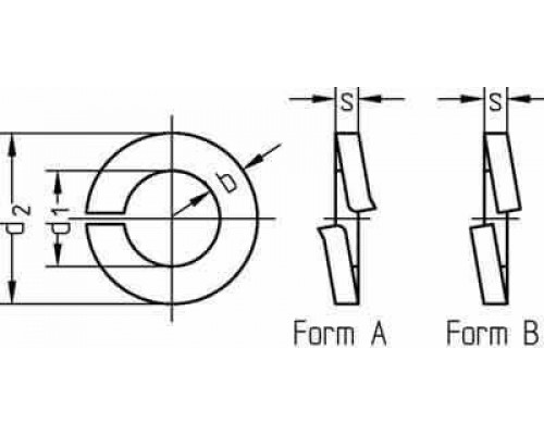 Шайба гровер DIN 127 пружинная форма B сталь без покрытия, M10