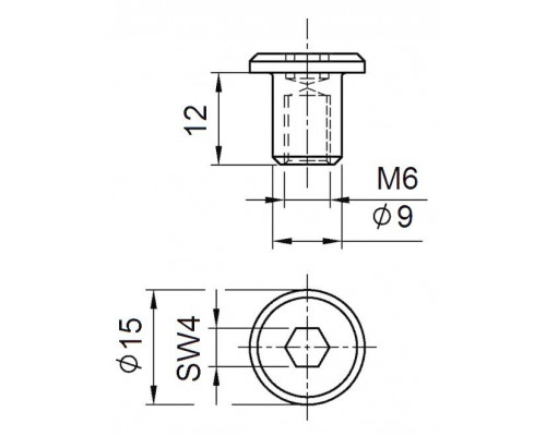 Гайка Эриксона плоская 563 С3 с внутренним шестигранником бронза, M6 (D9xD15xL12)