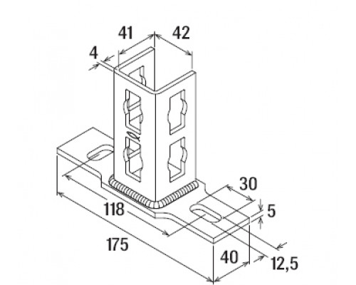 Фланец седельный fischer PSFQ 41 для профилей системы FUS ОЦ, 40x175x5 мм