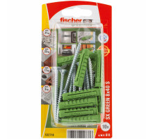 Распорный дюбель fischer SX S Green K NV с кромкой и потайным шурупом ЭКО, 8x40/5x55 мм