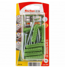 Распорный дюбель fischer SX S Green K NV с кромкой и потайным шурупом ЭКО, 8x40/5x55 мм