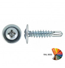 Саморез с прессшайбой со сверлом SMR SV RAL9003 по металлу шлиц PH ОЦ, 4.2x41 мм