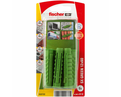 Распорный дюбель fischer SX Green с кромкой экологически чистый, 12x60 мм