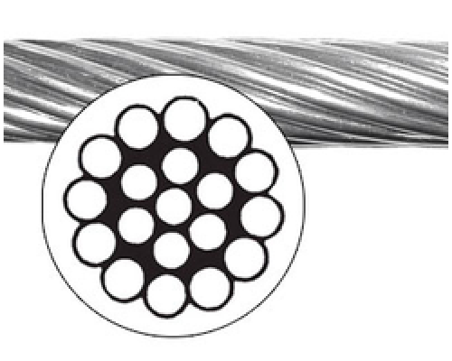 Трос стальной DIN 3053 A4 для растяжки плетение 1x19, D=12.7 мм L=1000 м