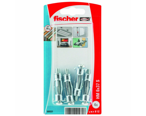 Металлический дюбель для пустотелых конструкций fischer HM S K NV с винтом ОЦ, 12x37/M6x45 мм